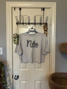 Nike White Tee with Heather Gray Script Logo